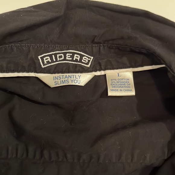 Women’s Short Sleeved Button Down Shirt, Black, Size Large, Riders - Picture 3 of 4